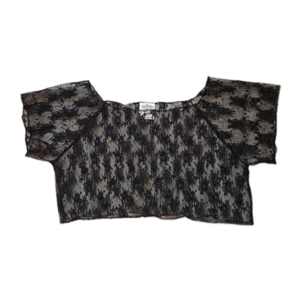 Winterland Productions Jackie Harris Black Sheer Lace Crop Top One Size EUC